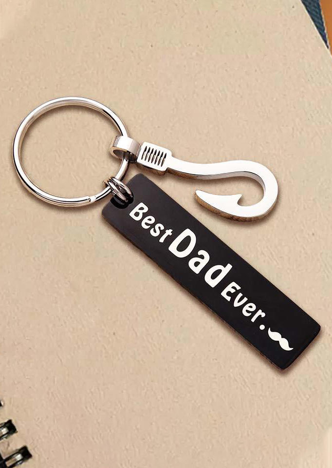 

Keychains Best Dad Ever Fishing Lure Hook Pendant Keychain in Black. Size