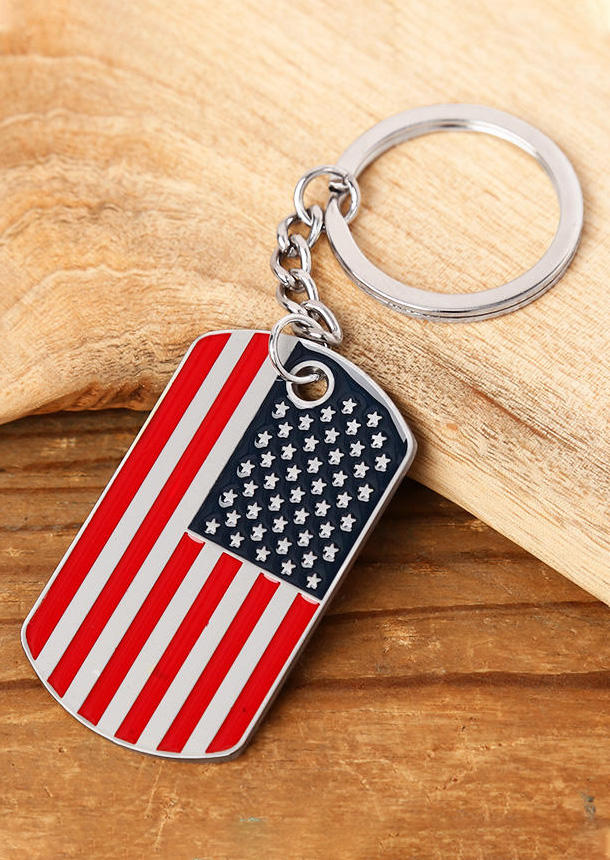 

Keychains American Flag Star Striped Keychain in Multicolor. Size