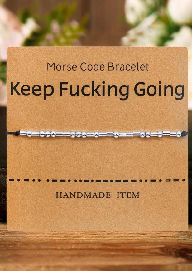 

Bracelet Fashion Beading Morse Code Adjustable Rope Bracelet in Silver. Size