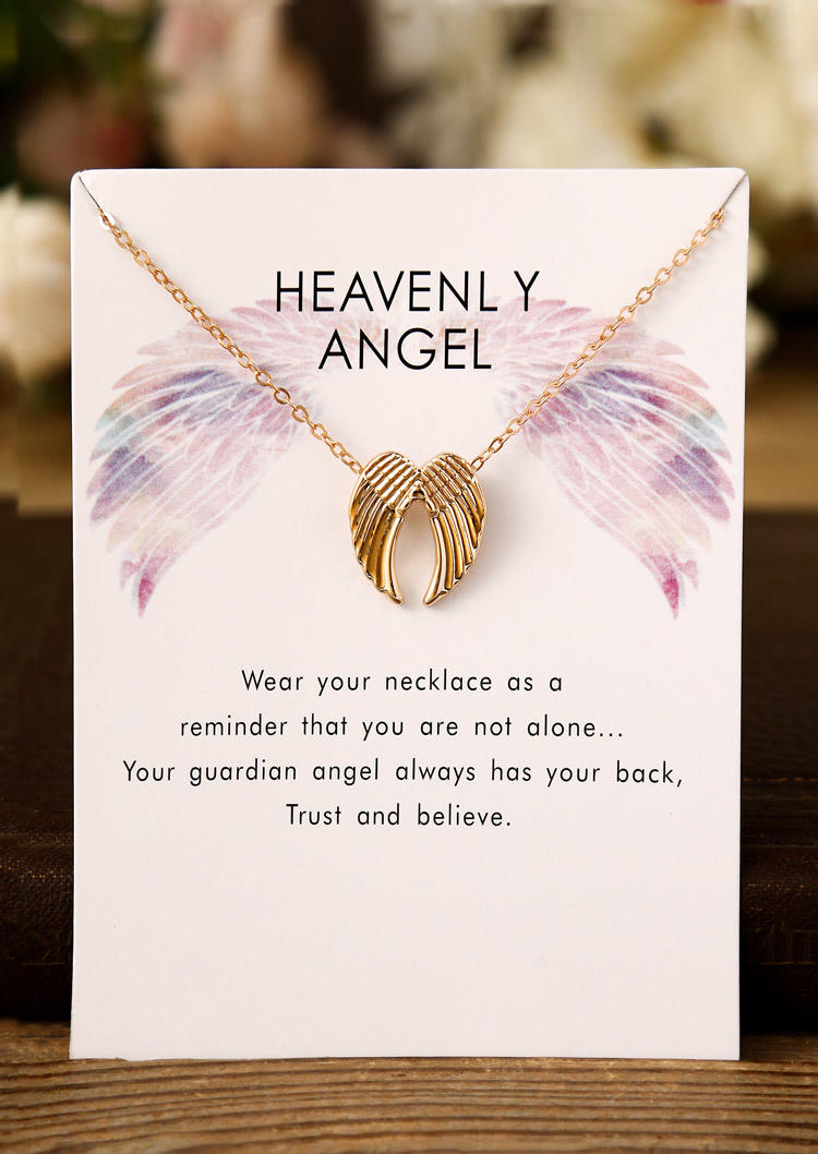 

Necklaces Angel Wing Pendant Alloy Necklace in Gold. Size