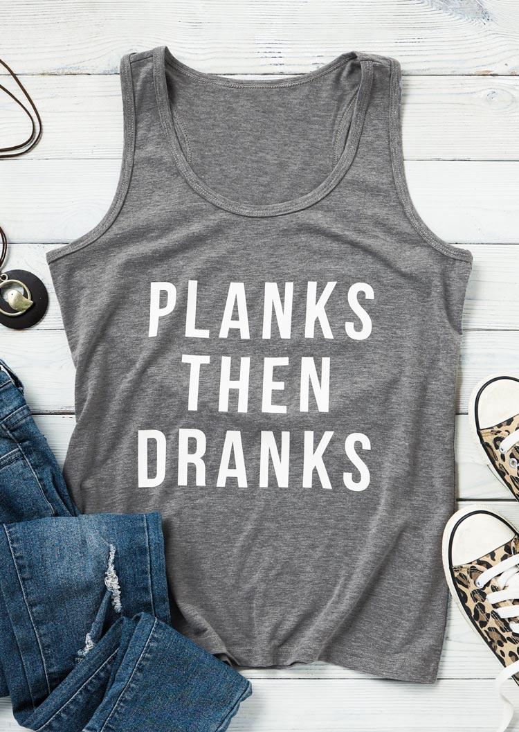 

Tank Tops Planks Then Dranks Racerback Tank Top in Gray. Size