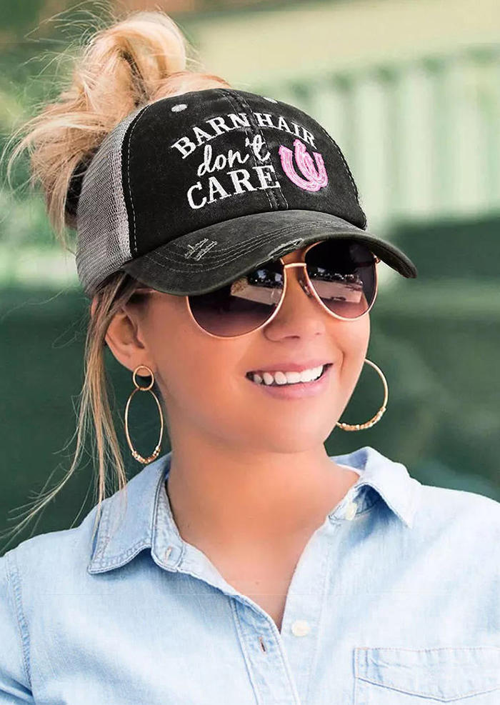 

Hats Barn Hair Don't Care Criss-Cross Baseball Cap in Pink,Gray. Size
