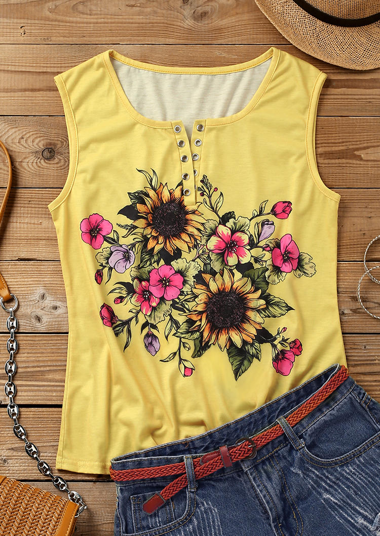 

Tank Tops Sunflower Notched Neck Tank Top without Black Camisole in Yellow. Size