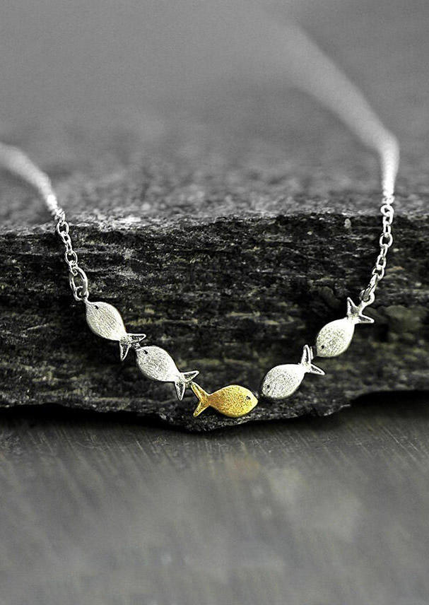 

Necklaces Swimming Against The Current Fish Pendant Necklace in Silver. Size