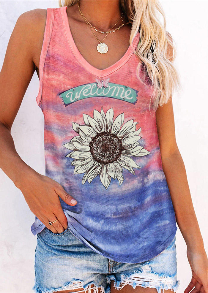 

Tank Tops Welcome Sunflower Gradient Butterfly Tank Top in Multicolor. Size