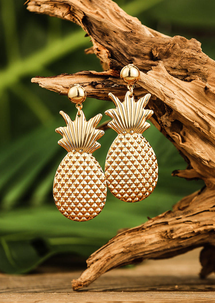 

Earrings Summer Pineapple Alloy Stud Earrings in Gold. Size