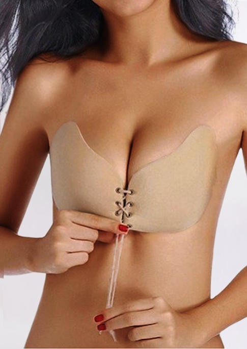 

Bras Reusable Breathable Lace Up Breast Lifting Adhesive Bra in Black. Size