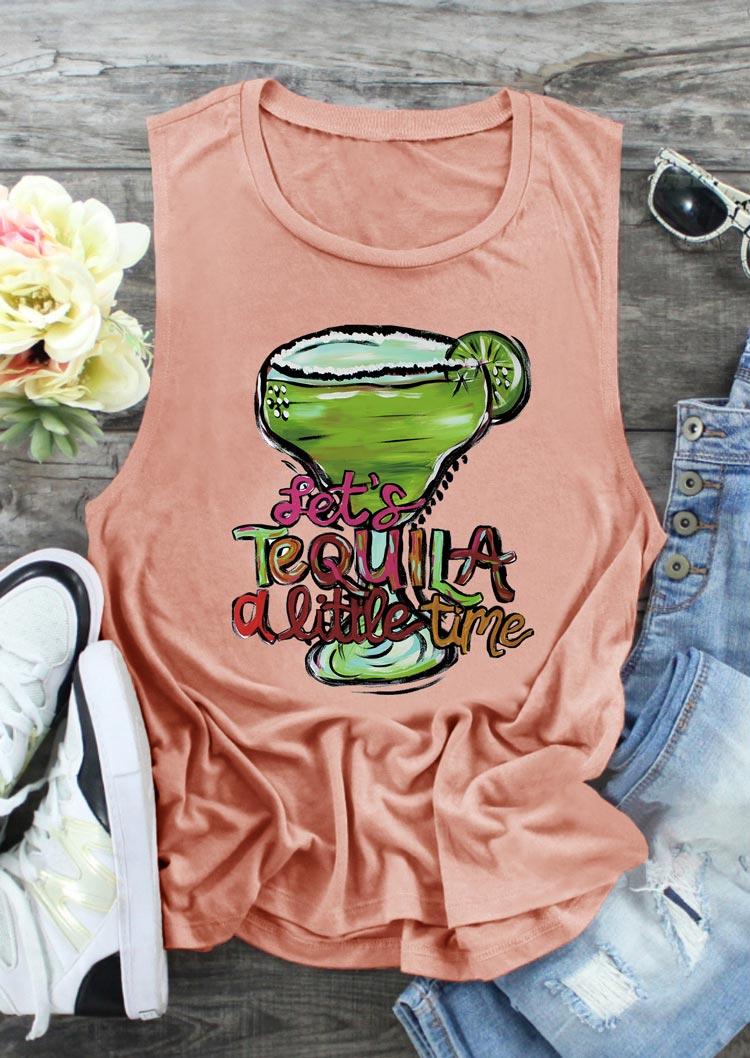 

Tank Tops Let's Tequila A Little Time O-Neck Tank Top - Flesh in Multicolor. Size: L,M,S