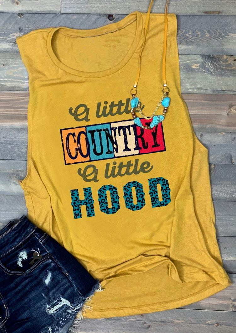 Tank Tops A Little Country A Little Hood Leopard Tank Top in Yellow. Size: M,L