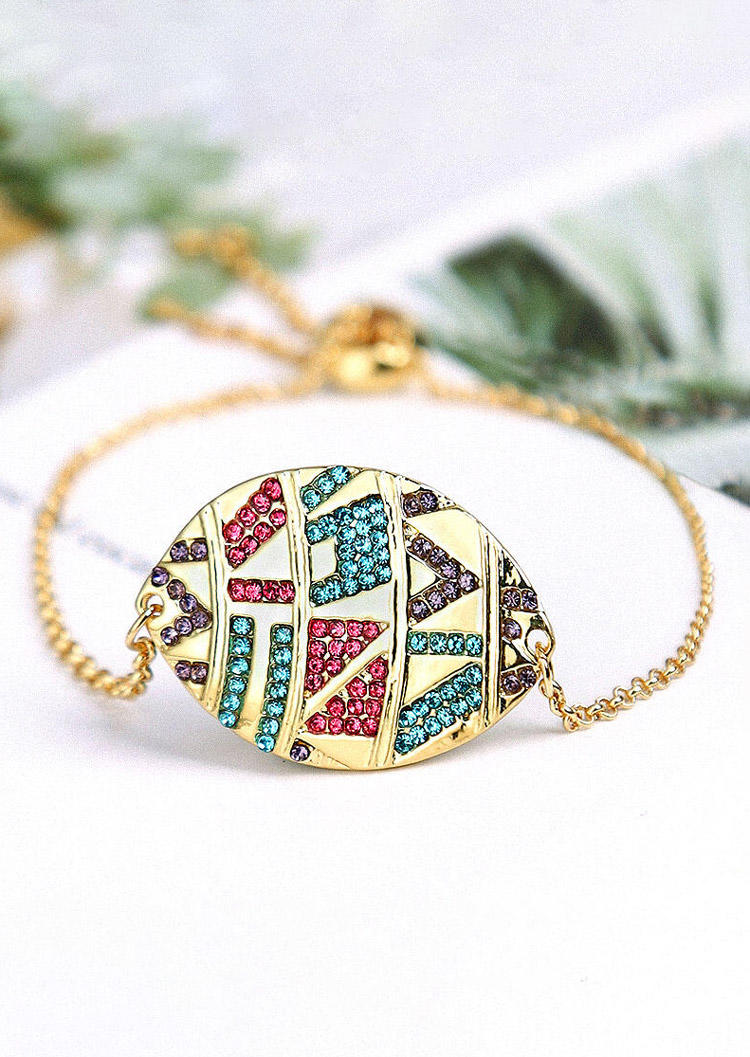 Bracelet Aztec Tribal Geometric Colorful Rhinestone Bracelet in Multicolor. Size: One Size