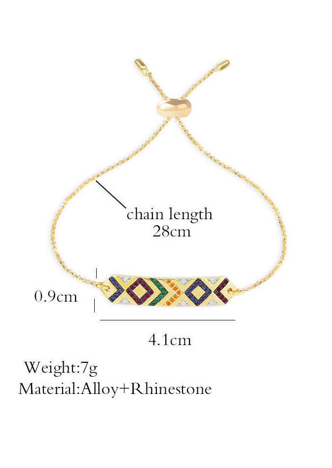 Aztec Tribal Geometric Colorful Rhinestone Bracelet