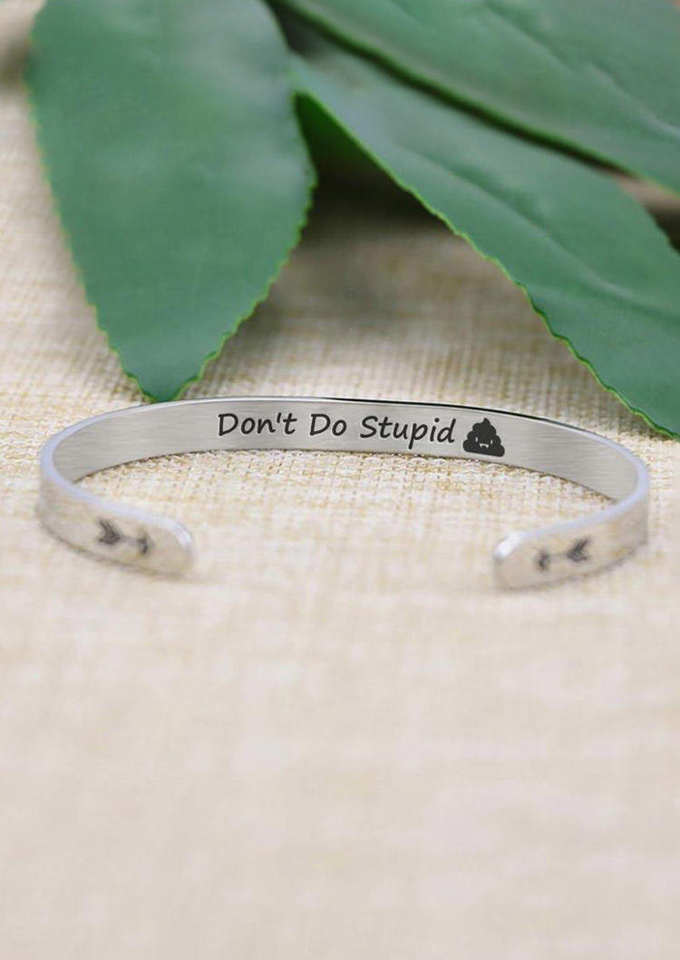 

Bracelet Don't Be Stupid Arrow Open Stainless Steel Bracelet in Silver. Size