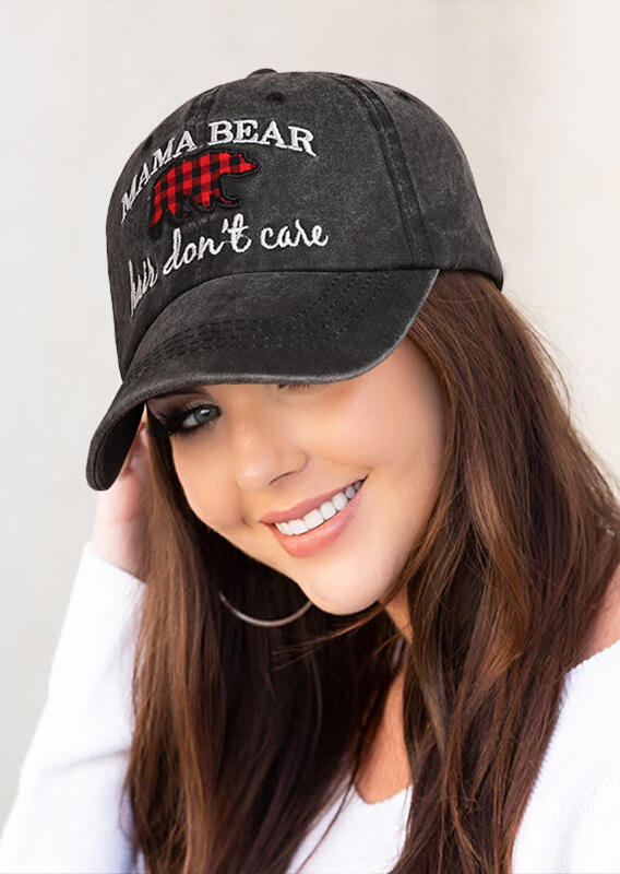 

Hats Buffalo Plaid Mama Bear Hair Don't Care Baseball Cap in Dark Grey. Size