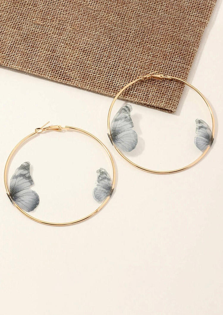 

Earrings Gradient Butterfly Hoop Earrings in Gray. Size
