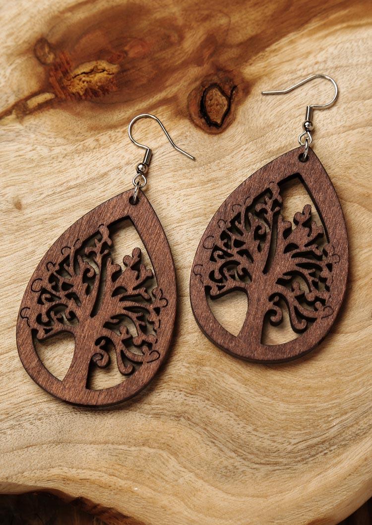 

Earrings Hollow Out Tree Water Drop Pendant Earrings in Coffee. Size