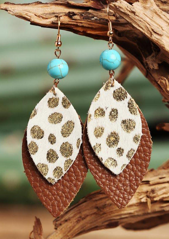 

Earrings Western Cow Leopard Turquoise Dual-Layered Earrings in Brown. Size