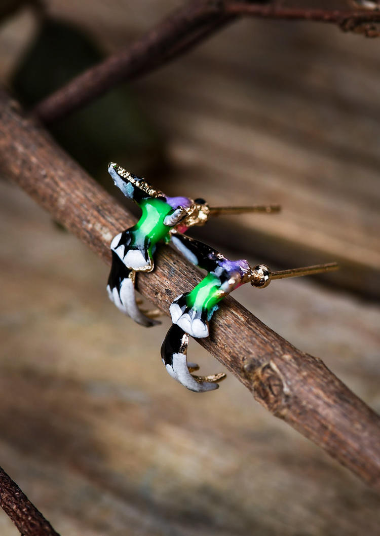 

Earrings Flying Hummingbird Shaped Alloy Earrings in Multicolor. Size