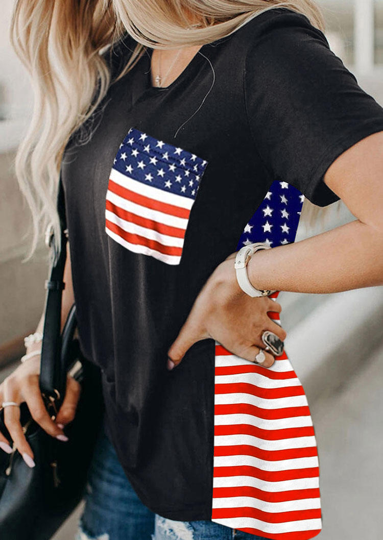 

Blouses American Flag Star Striped Blouse in Black. Size
