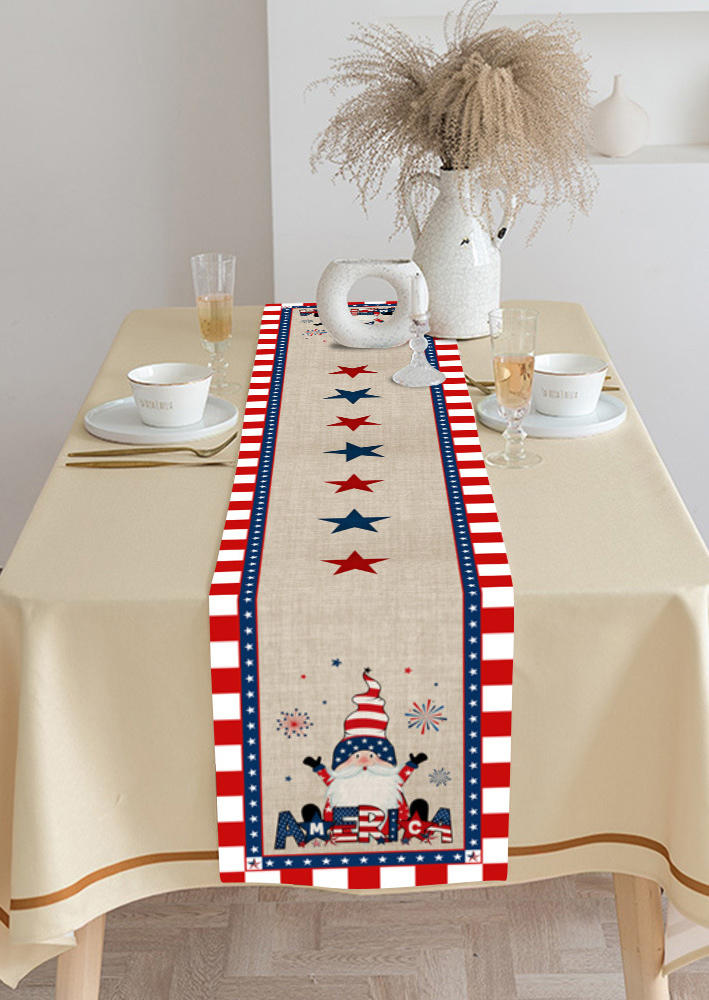 

Cool Gadgets American Flag Star Striped Gnome Table Runner in Multicolor. Size