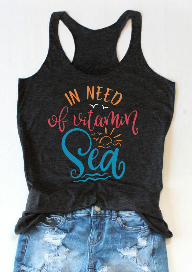 

Tank Tops In Need Of Vitamin Sea Racerback Tank Top in Dark Grey. Size