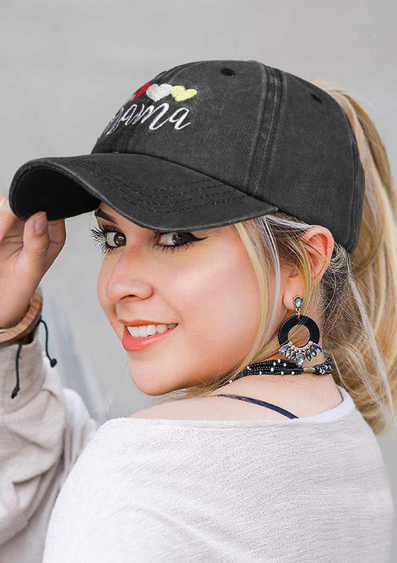 

Hats Mama Colorful Love Heart Criss-Cross Baseball Cap in Dark Grey. Size