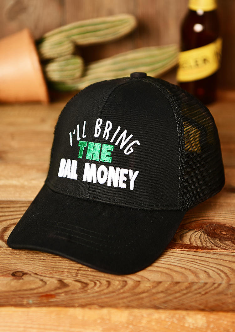 

Hats I'll Bring The Bail Money Mesh Ponytail Baseball Cap in Black. Size