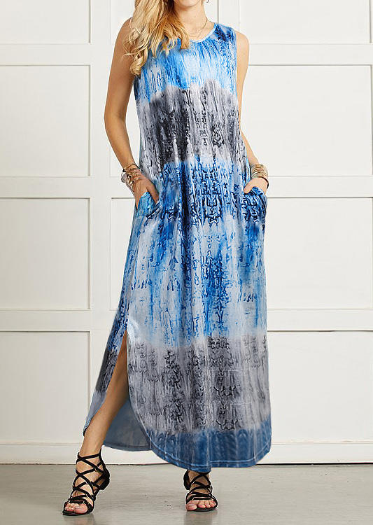 

Maxi Dresses Tie Dye Slit Pocket Maxi Dress in Multicolor. Size: ,XL