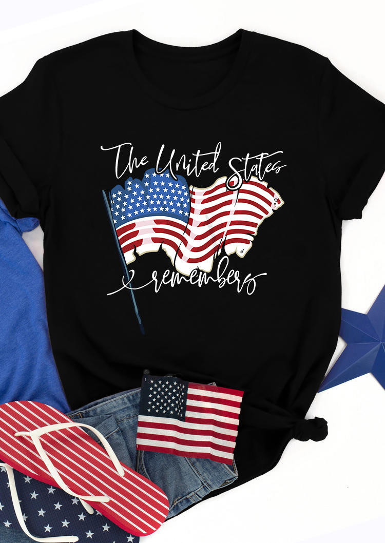 

T-shirts Tees American Flag The United States Remembers T-Shirt Tee in Black. Size: ,M