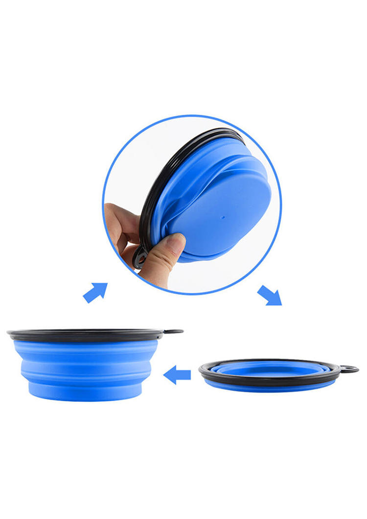 

Pet Products Outdoor Portable Collapsible Pet Dog Bowl in Blue. Size
