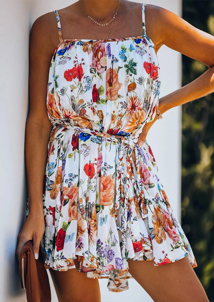 

Mini Dresses Floral Open Back Mini Dress in Multicolor. Size: ,M,L,XL