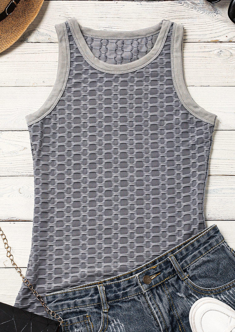 

Tank Tops Waffle Sleeveless O-Neck Tank Top in Gray. Size: ,M,L,XL