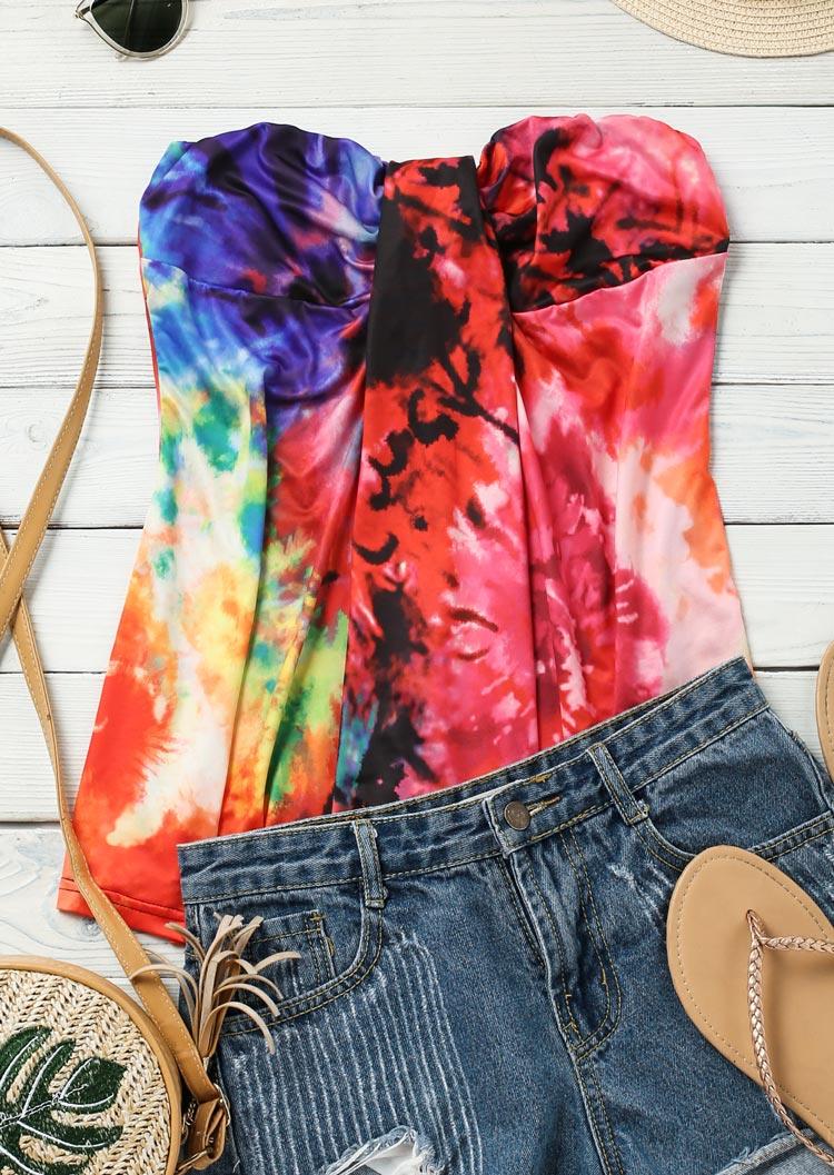 

Tank Tops Tie Dye Strapless Casual Tank Top in Multicolor. Size: ,M,L