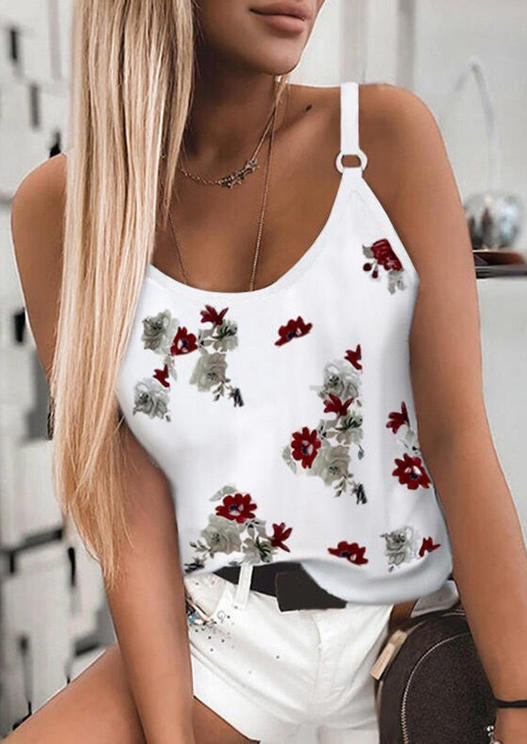 

Tank Tops Floral Adjustable Strap Camisole in Multicolor. Size