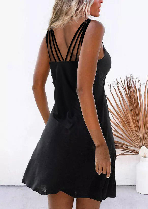 Mini Dresses Open Back Spaghetti Strap Mini Dress in Black. Size: XL