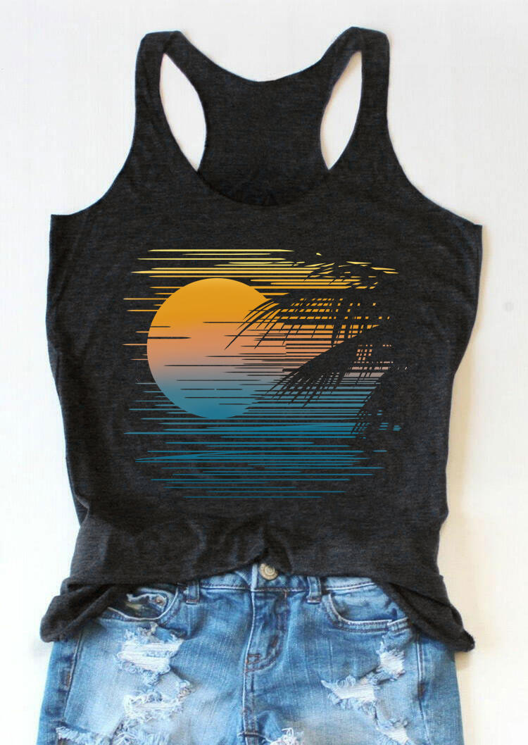 

Tank Tops Sunset Sleeveless Racerback Tank Top in Dark Grey. Size