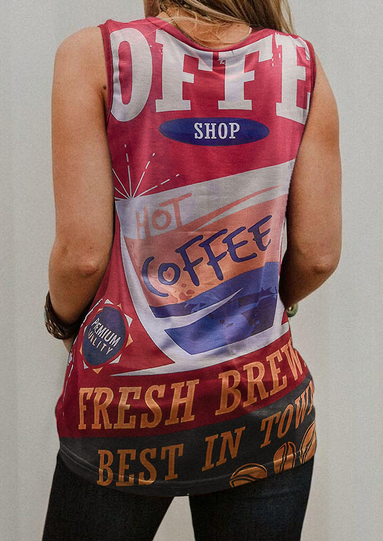 

Tank Tops Hot Coffee Fresh Brewed O-Neck Tank Top in Multicolor. Size: ,M,L,XL