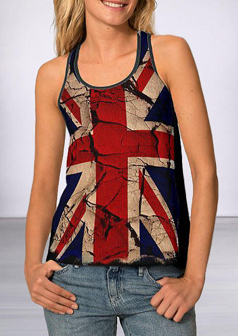 

Tank Tops British Flag Racerback Tank Top in Navy Blue. Size: ,M,L,XL