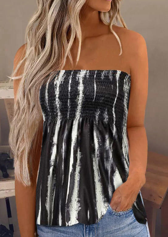 

Tank Tops Gradient Striped Smocked Strapless Tank Top in Multicolor. Size
