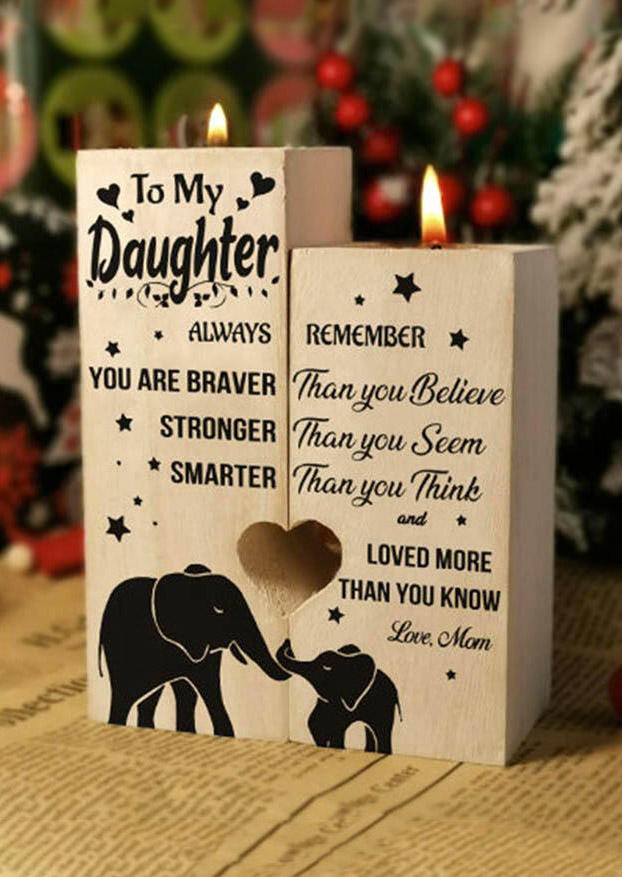 

Mom To My Daughter Heart Wooden Candle Holder in Pattern1. Size