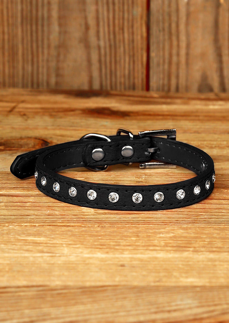 

Pet Products Shiny Rhinestone Soft And Comfortable Pet Dog Cat Collar in Black. Size: ,M