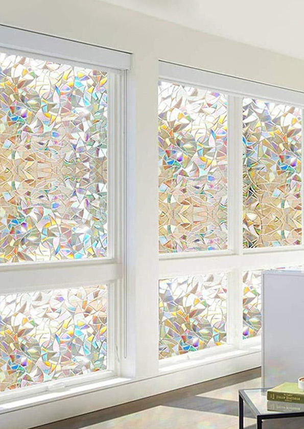 

3D No Glue Static Decorative Privacy Glass Window Film Sticker in White. Size