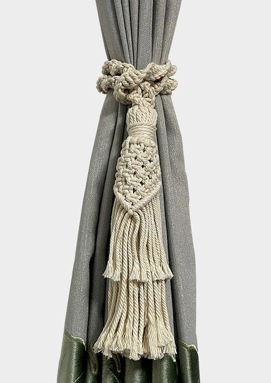 

Decorative Tassel Braided Rope Curtain Tieback in Beige. Size