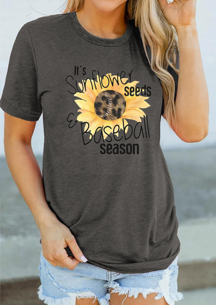 

T-shirts Tees It' Sunflower Seeds And Baseball Season T-Shirt Tee in Gray. Size: ,L