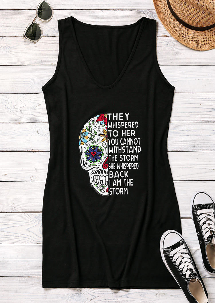 

Mini Dresses Skull Letter Graphic Mini Dress in Black. Size