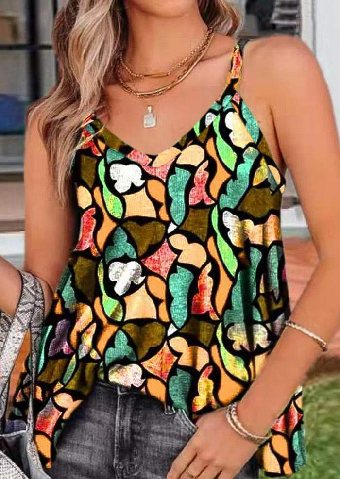 

Tank Tops Vintage Ethnic Style Sleeveless Camisole in Multicolor. Size: ,M,L,XL