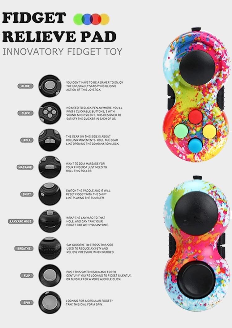 

Graffiti Multi-Functional Handheld Fidget Game Pad in Multicolor. Size