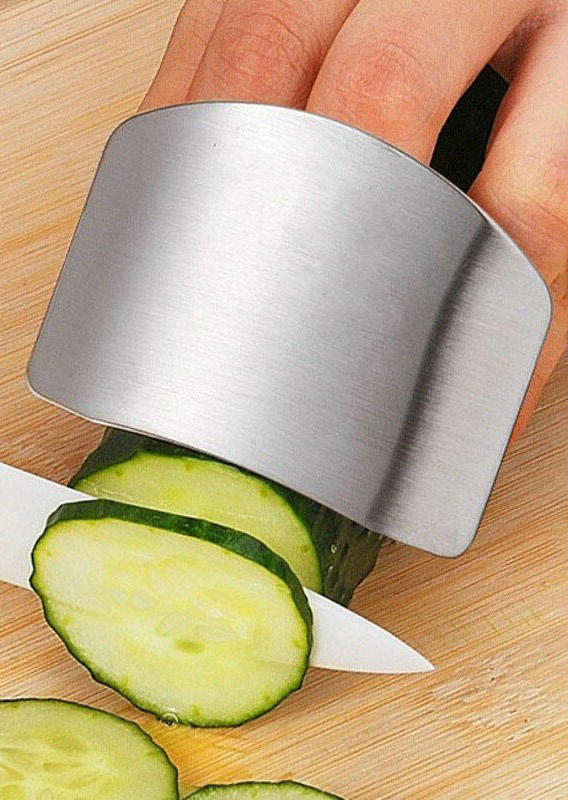 

Tools Stainless Steel Finger Guard Cutting Protector in Silver. Size