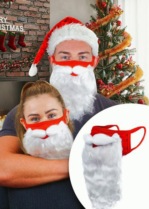 

Christmas Decoration Christmas Santa Beard Breathable Reusable Mouth Shield in White. Size