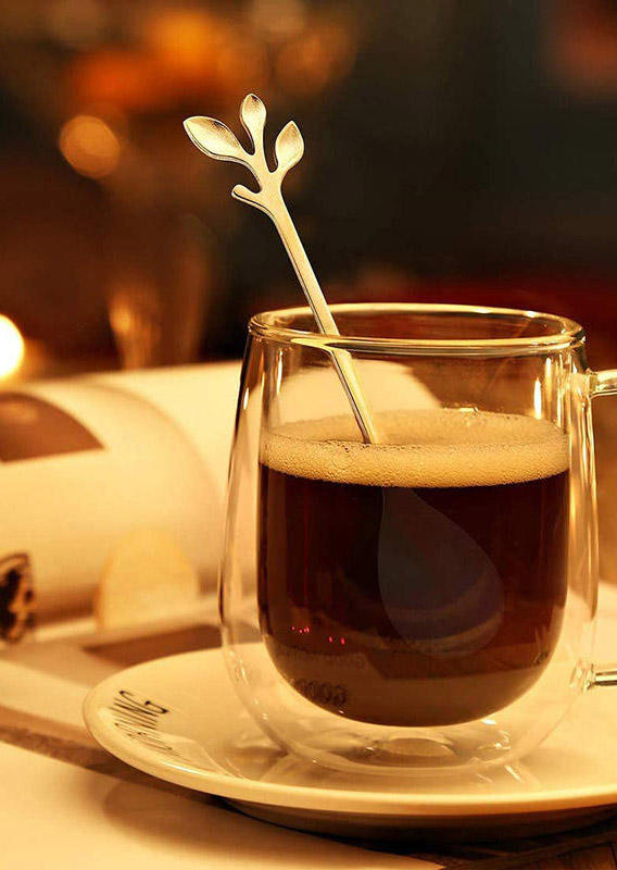 

Tools Creative Leaf Stainless Steel Coffee Spoon in Gold. Size