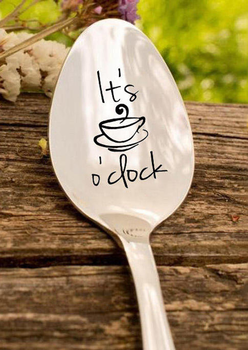 

Tools It's Coffee O'clock Spoon in Silver. Size